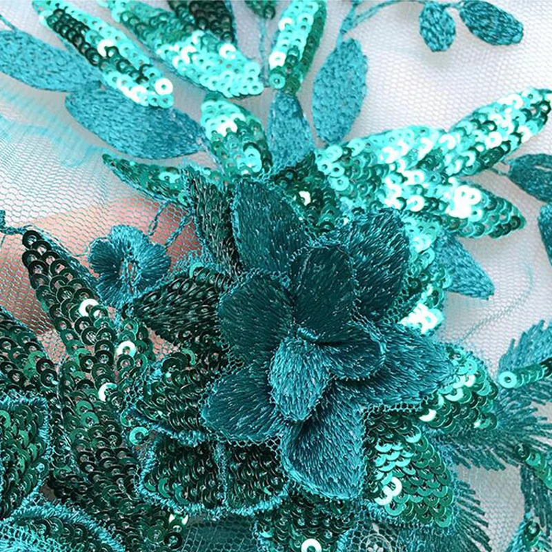 1Piece Handmade Applique Green Flower Patch For Wedding Dress Accessories Repair 48*28CM