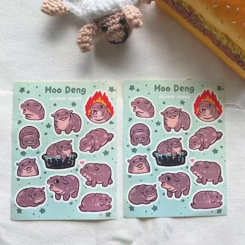 Наклейки «Бегемот», 2X наклейка на гитару, мультяшные наклейки для ноутбука, гитары, мотоцикла, скейтборда, багажа, телефона для детей, подростков, дня рождения