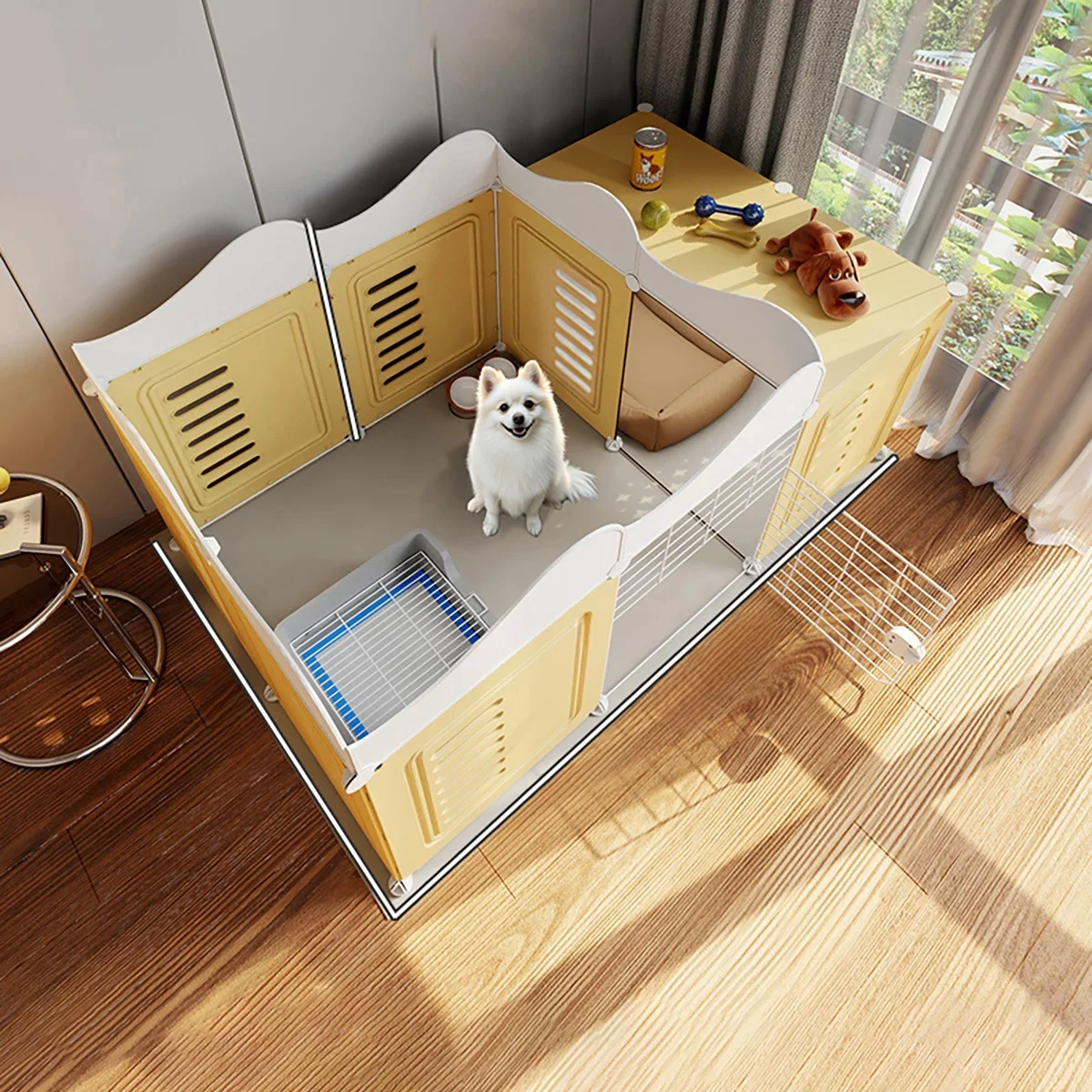 Pet Dog Fence for Home Use, Indoor Small Dog House, Teddy Fence, Isolation Gate with Toilet Area, Dog Cage