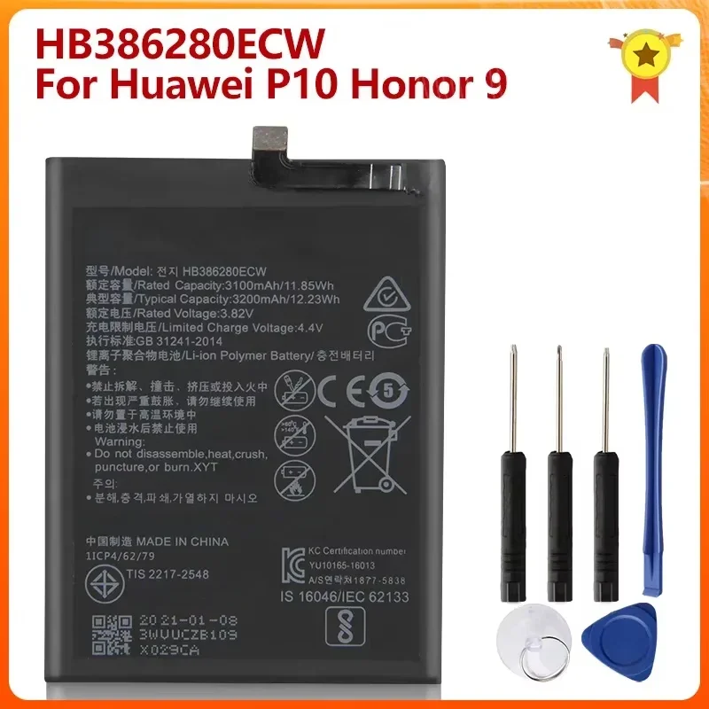 

Phone Battery HB386280ECW 3200mAh For Huawei Honor 9 STF-L09 P10 STF-AL10 Ascend P10 Replacemnt Battery