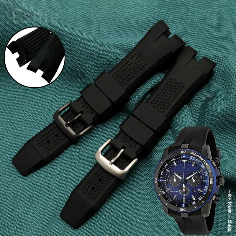 For Citizen Anti-Allergy Aw1476 1477 1479 Ca4154 4156 4278 Arc Concave Interface Comfortable High Quality Silicone Rubber Strap