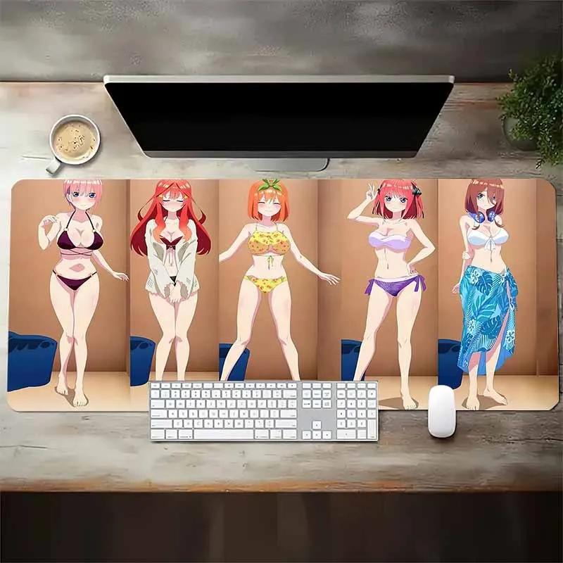 1pc ACMALCO Anime Swimsuit Mouse Pad - Washable Non-Slip Rubber Desk Mat for Office & Gaming, Vibrant Character Designs, Premium