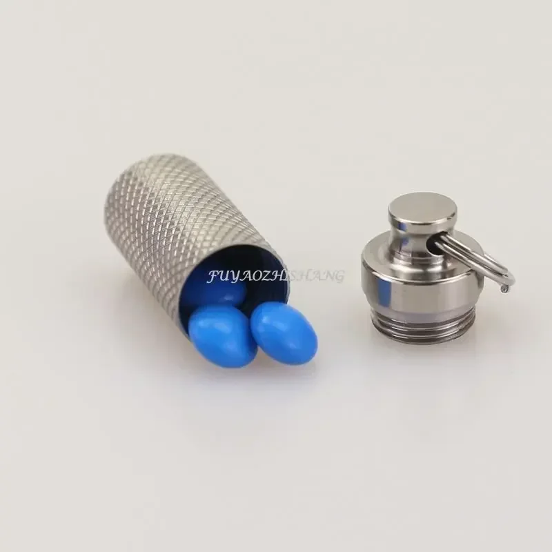 Portable Mini Titanium Alloy Sealed Capsule Waterproof Pill Box Travel Emergency Pendant EDC Medicine Tablet Container Organizer