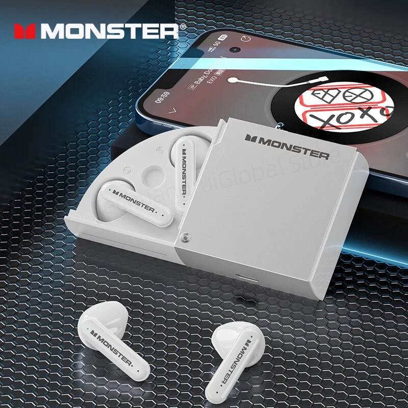Monster-XKT17 سماعات بلوتوث لاسلكية مع هيئة التصنيع العسكري ، سماعات الأصلي ، لعبة سماعة ، TWS ، الحد من الضوضاء ، سماعات الرياضة ، جديد ، 5.3