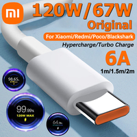 Xiaomi Original 6A Usb Type C Cable Charger 120W 67W Turbo Fast Charging For Mi 15 14T 13 Pro Redmi Note 14 13 K80 Poco F6 Pad 7