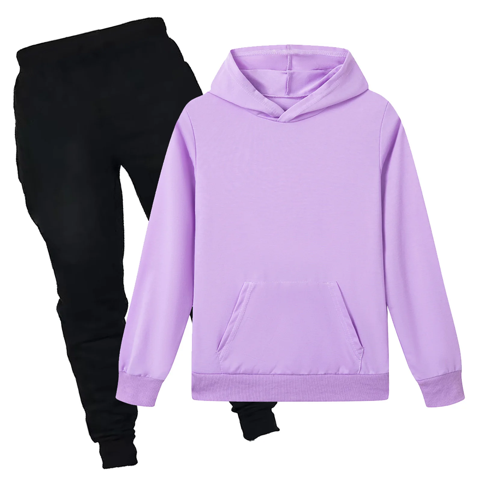 

Teen Girls Hooded Pants Sets Children Solid Color Long Sleeve Casual Hoodies Pullover Top Tracksuit Kids Clothes Streetwear