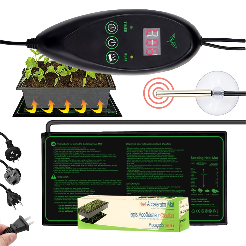 

Durable Waterproof Plant Seedling Heating Mats with 20℃-45℃ Digital Thermostat Controller for Hydroponic Seedling Germination