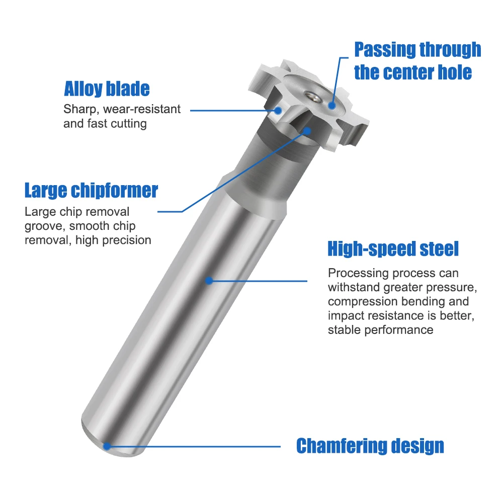 T Slot Milling Cutter 8-20mm HSS End Mill for Metal HSS Woodruff Key Seat Router Bit CNC Machine Milling Tool Router Bit