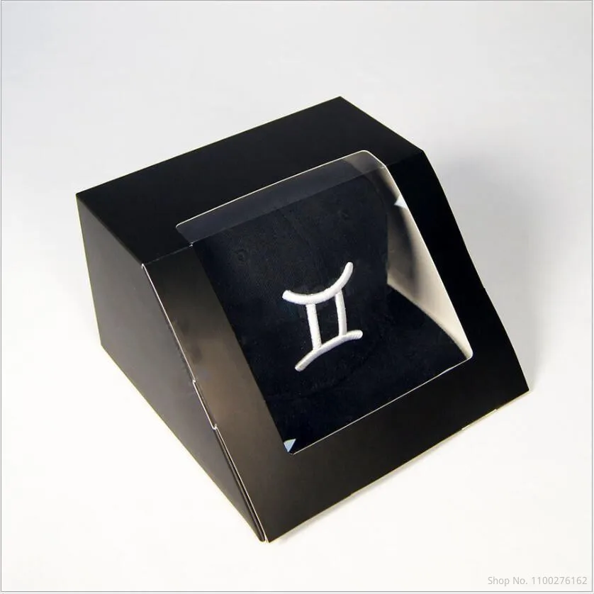 

10pcs Black Matt Cardboard Box Foe Hat Packaging Clear PVC Window Gift Paper Box Jewelry Craft Display Package Box
