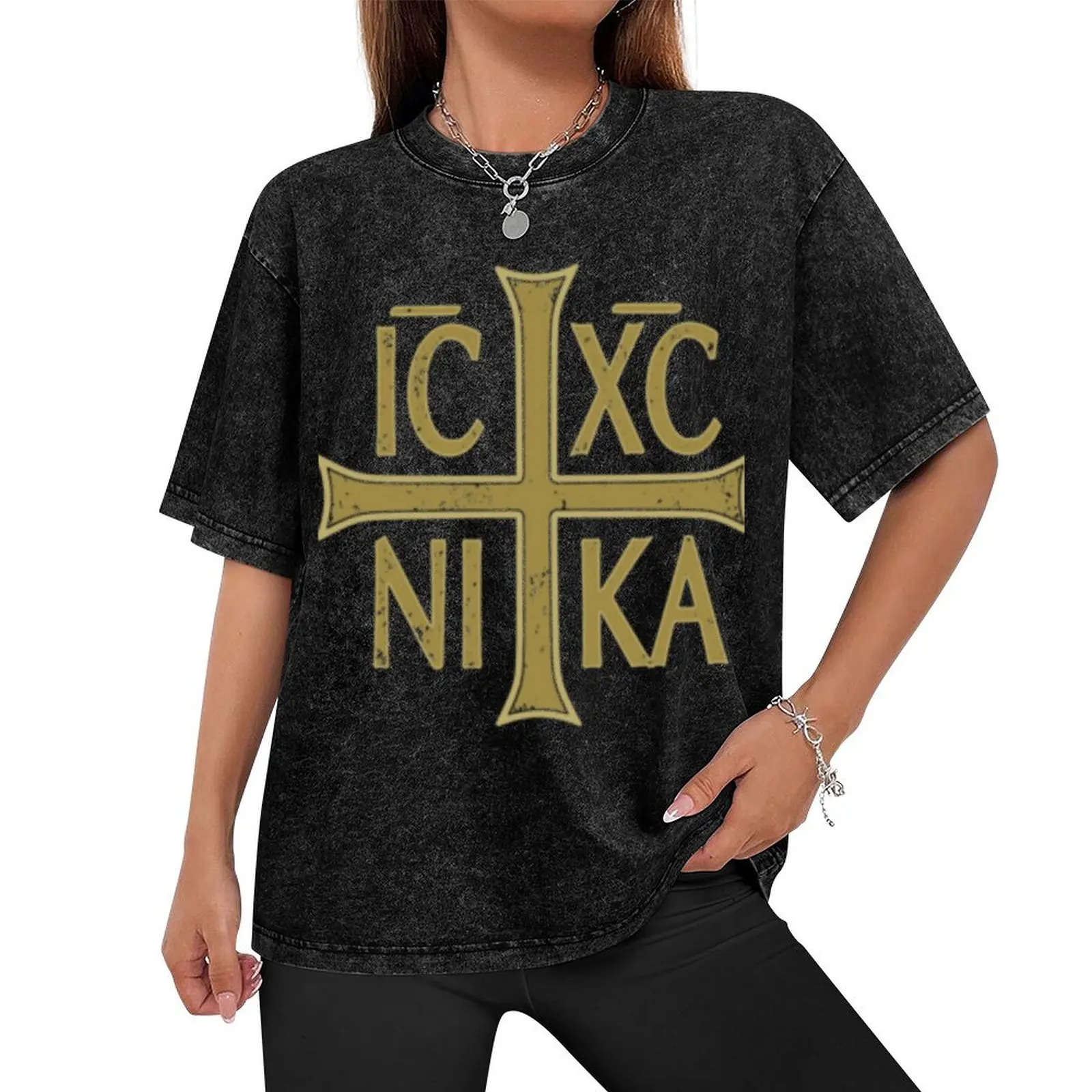 IC XC NIKA Cross Orthodox Eastern Christianity Christogram Side Classic T-Shirt Louboutins boys whites mens white t shirts