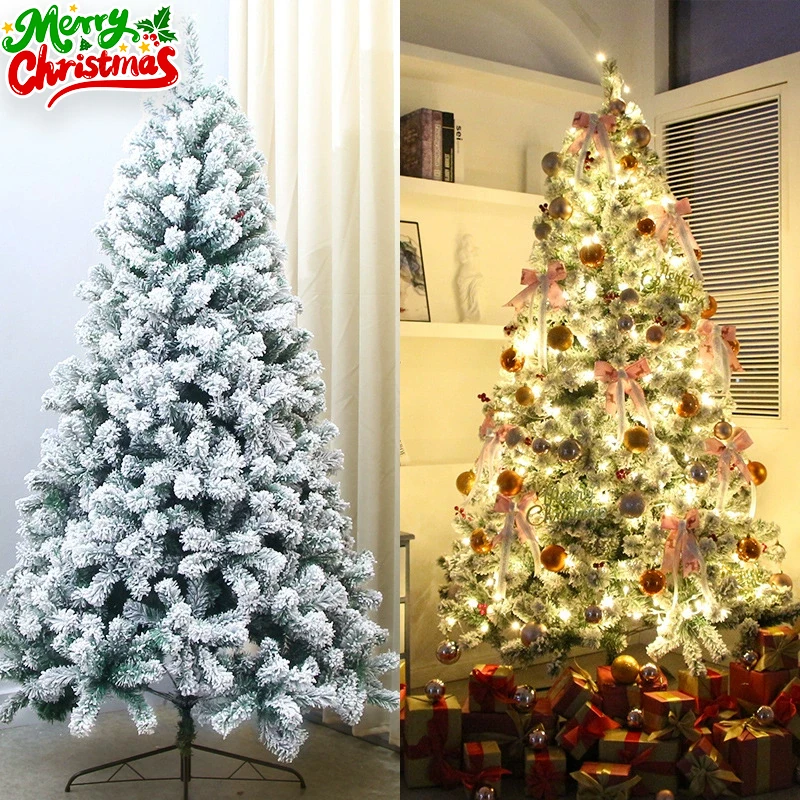 Weißer beflockter PVC-Weihnachtsbaum, realistischer Weihnachtsbaum aus künstlichem Kiefernholz mit Schneeeffekt für die Dekoration von Schaufenstern