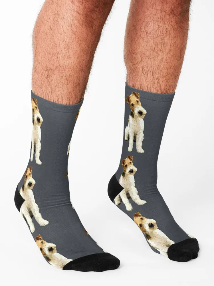 Wire Fox Terrier Head Tilt Socks Run Compression stockings Socks Girl Men\'s