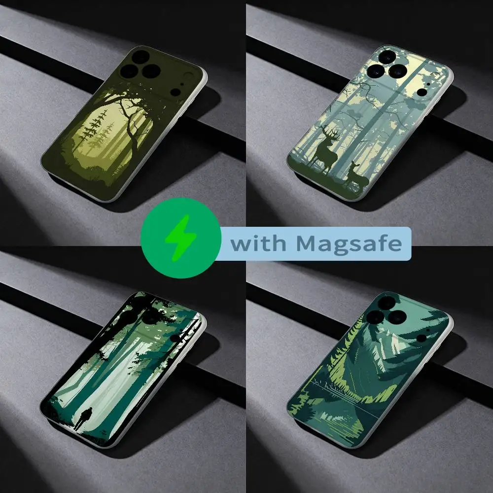 

Forests Green Wild Phone Case For iPhone 17,16,15,14,13,12,X,XS,Pro,Max,Plus,E,Air,Mini with Magsafe Magnetic Frosted Clear