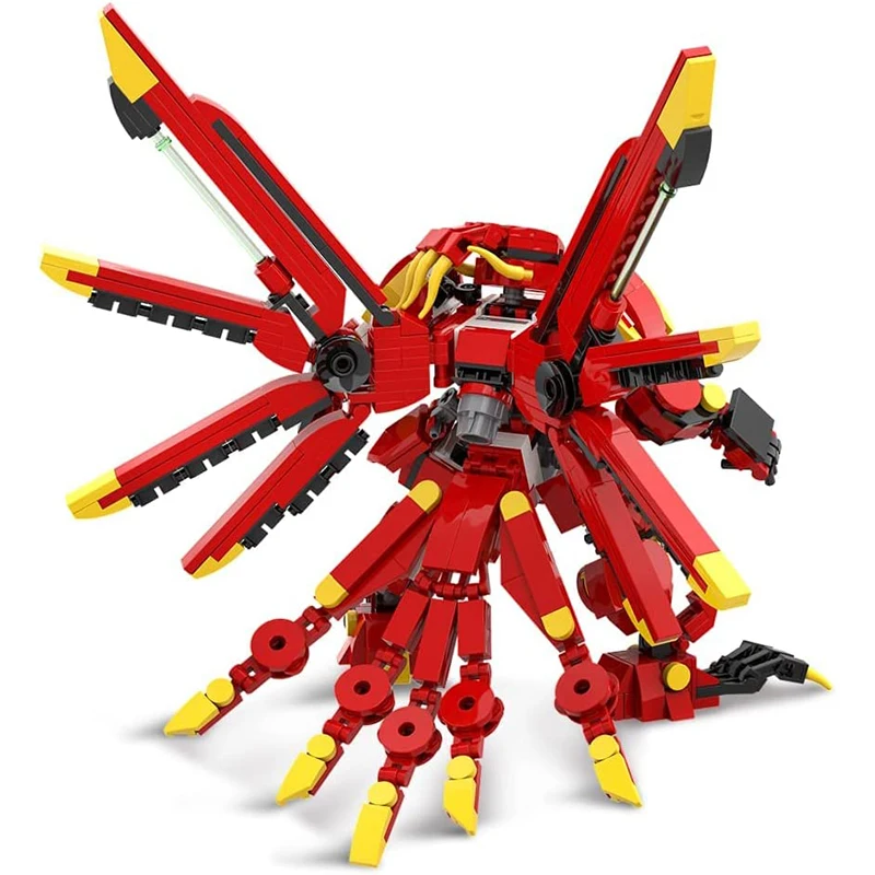 Mecha Warrior Model Blocks Kits Red Phoenix Robots Anime Figure Kids Toy Personal Design Rosefinch Action Figure Building Blocks