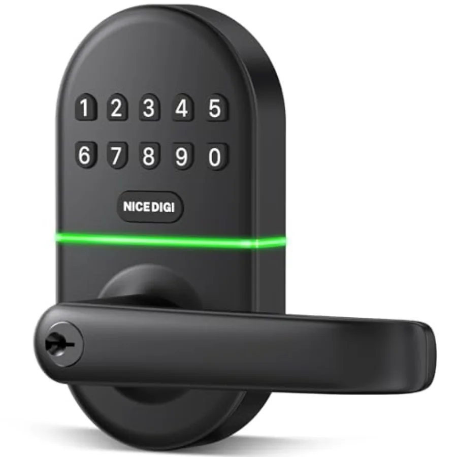 

Keypad Door Lock with Handle: Keyless Entry Smart Lock for Front Door, Electronic Digital Door Lock, Easy Installation
