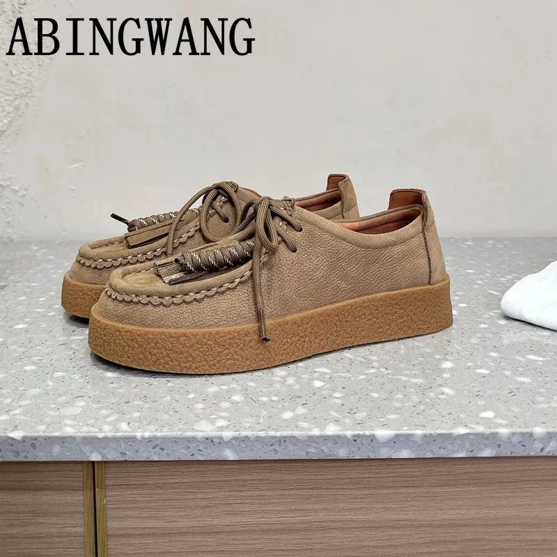 

2025 Autumn Winter New Women Flat Shoes Women Inside Fur Thick Bottom Casual Warm Shoes Round Toe Lace Up Casual Sneakers Shoes