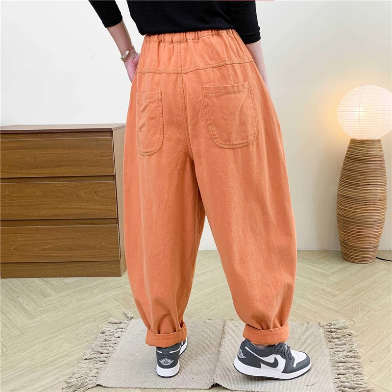 Masss Wasss Brand 2025 Autumn Womens Elasic Waist Harem Pants Females Vintage Loose Fashion Punk Cotton Leisure Solid Trousers