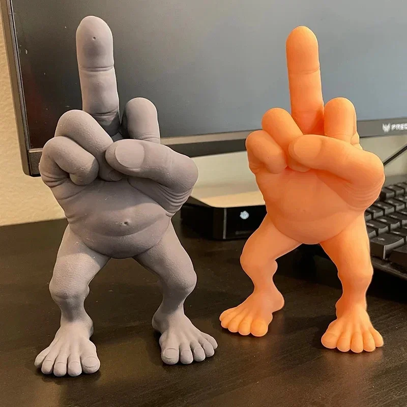 3d Printed Desktop Decorations Middle Finger Figure with Legs Refers To Funny Office Desk Ornaments Funny Toys 7.5x3.5x3cm