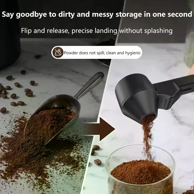 Coffee Spoons Funnels Sliding Spoon Reusable With Longer Handle Coffee Scoop Measuring Spoon Funnel Kitchen Gadgets Spill-Proof