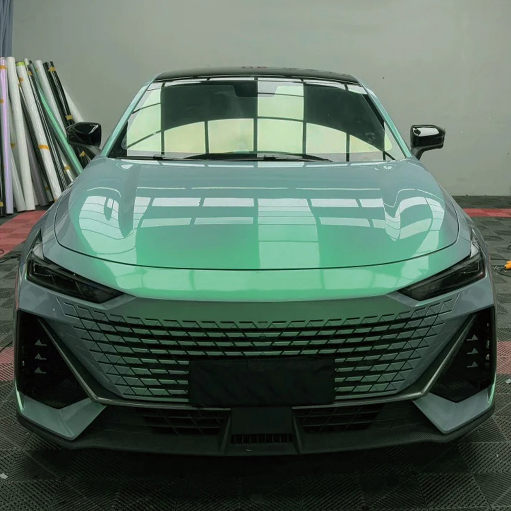 Vinilo Adhesivo para Envoltura de Autos Color Platino Turquesa, Película de PVC para Cambio de Color, Vinilo Adhesivo sin Burbujas, Calcomanías Decorativas para Autos