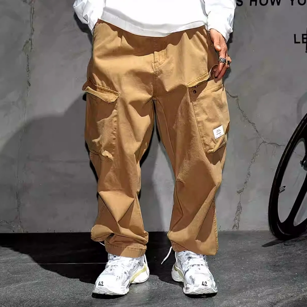 Hochwertige japanische Streetwear Baggy Cargo hose für Männer plus Größe Hip Hop Harems hose Harajuku lässige Hose mit geradem Bein