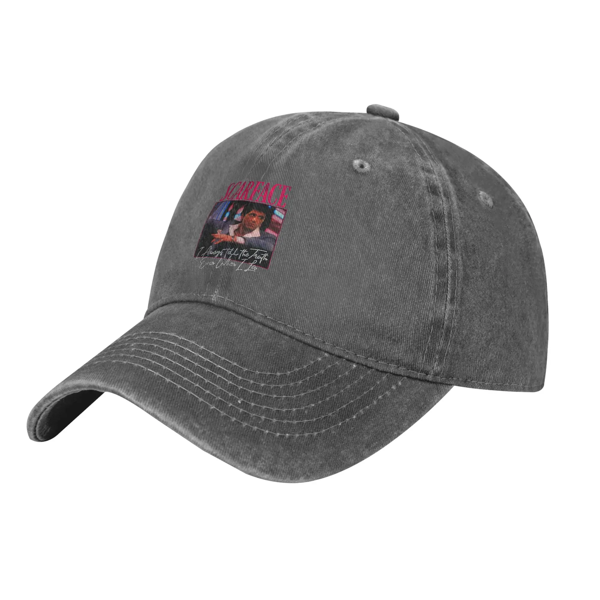 Casquette de baseball Montana Always Tells The Truth Scarface en jean vieilli délavé style rétro, casquette snapback pour la musique, la course et le golf