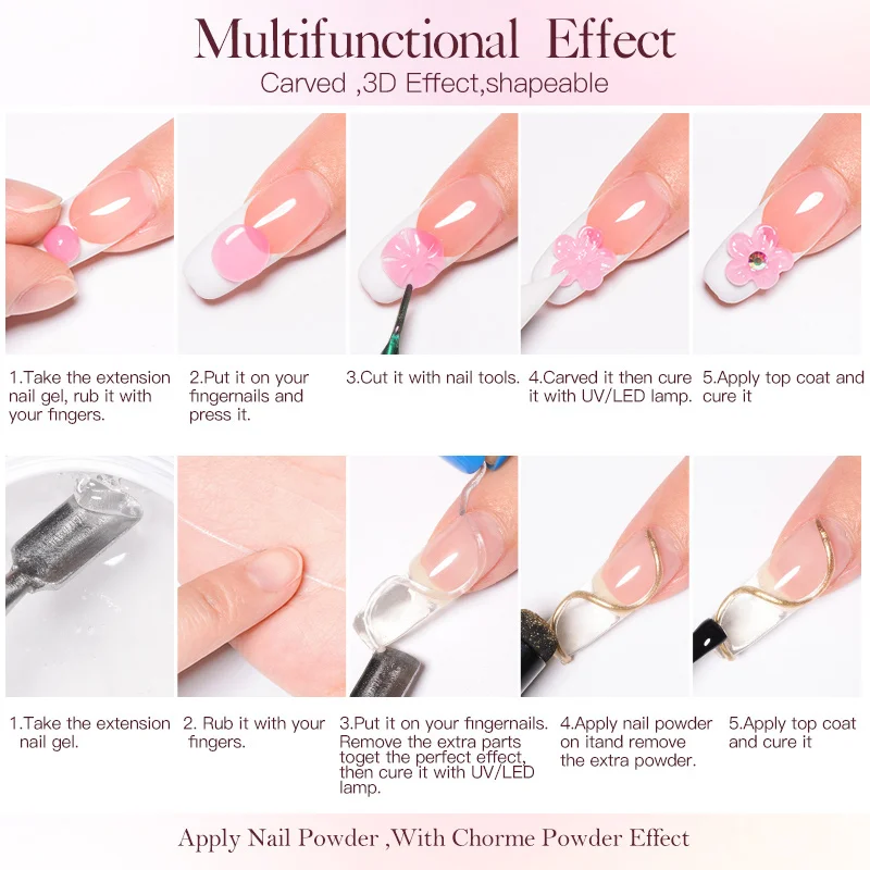 6 STKS Non Stick Hand Extension Nail Gel Kit Solid Builder Gel voor Nageldecoraties Carving Bloem Langdurige UV/LED Vernis DIY