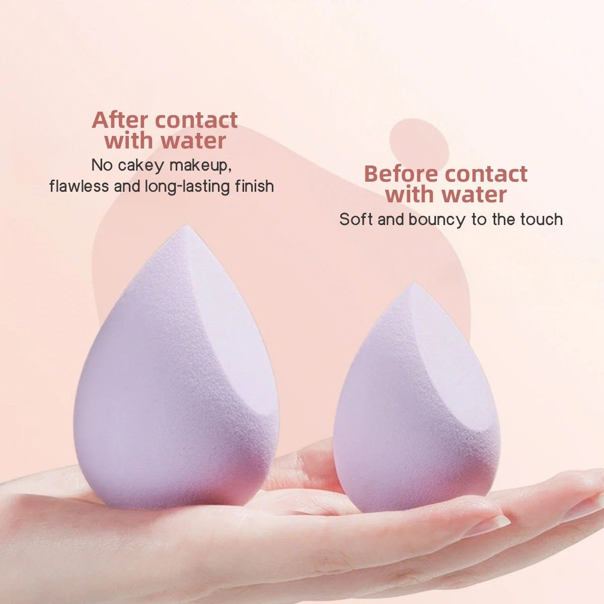 El huevo de maquillaje biselado con forma de gota de agua se puede utilizar húmedo o seco, adecuado para una variedad de maquillaje base no absorbe el polvo ni frotar barro