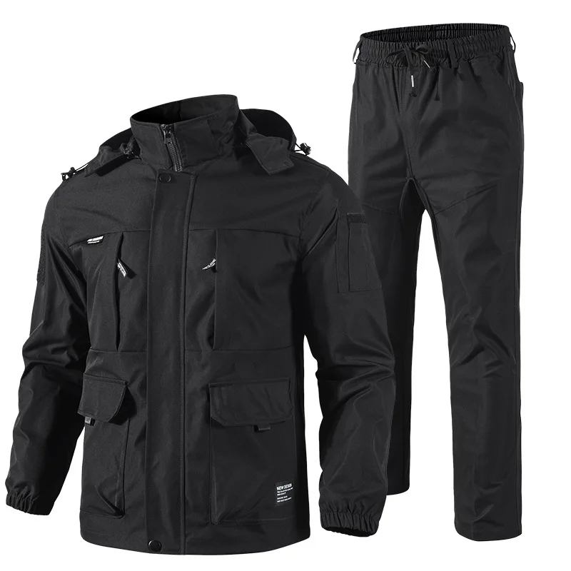 

Мужской тактический костюм из двух частей для активного отдыха, износостойкая и устойчивая к разрывам тактическая куртка, рабочие брюки с множеством карманов.