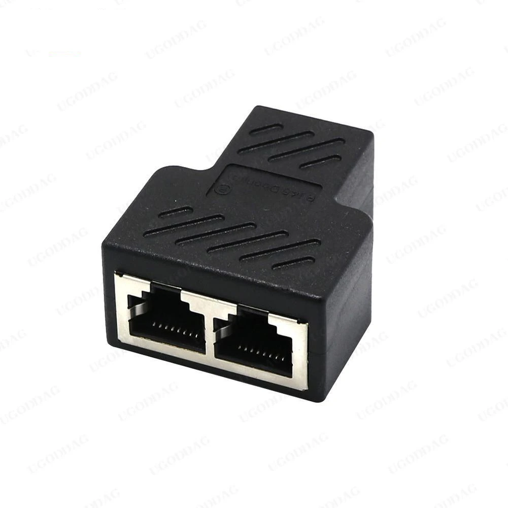 1 to 1 2 Way Dual Female Ports LAN Ethernet Network Cable Splitter Adapter RJ45 Female Splitter Socket Connector Adapter For PC