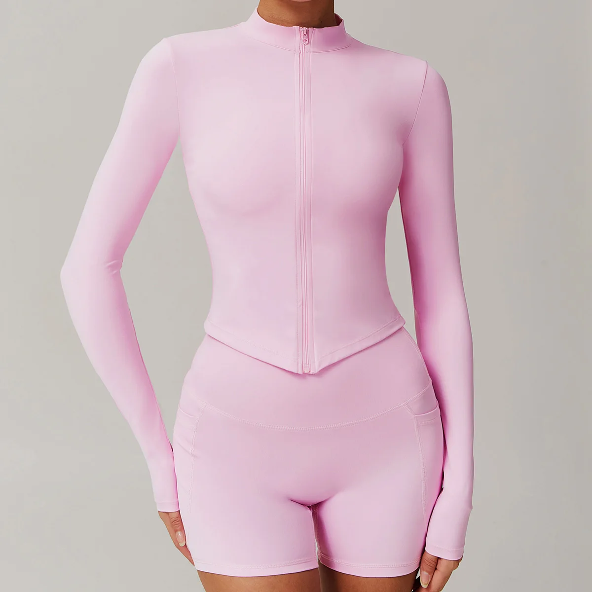 

Женское пальто для йоги на молнии, высококачественная спортивная куртка с воротником-стойкой и длинными рукавами, топ для бега, фитнеса, ветрозащитный костюм для бега