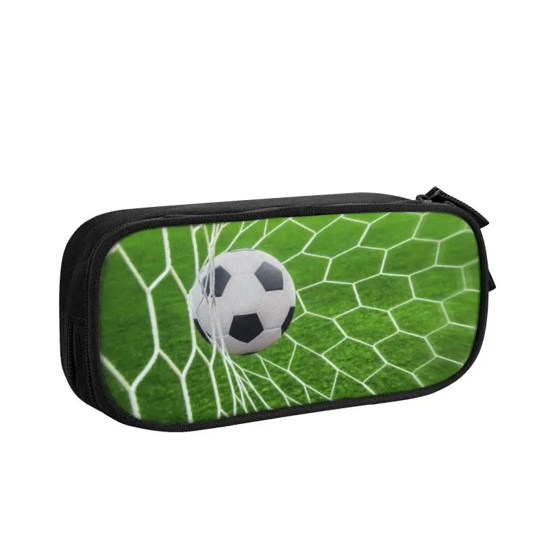 Estuche de lápices personalizado Kawaii Soccer Goal para niños y niñas, gran almacenamiento, bolsa para lápices deportivos de fútbol, suministros