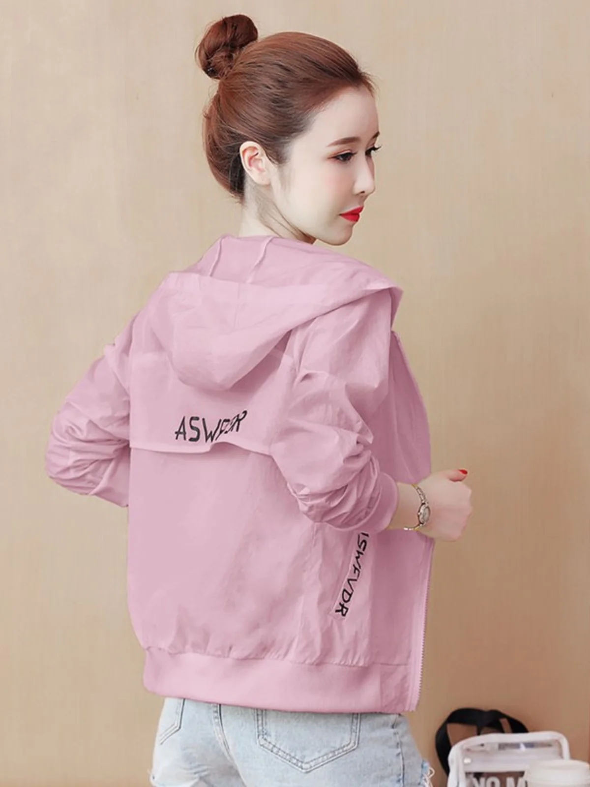 여성용 느슨한 경량 롱 Sve ort 코트 여름 새로운 한국 슬레 모자 볼 게임 Jaet Sun Protection Top