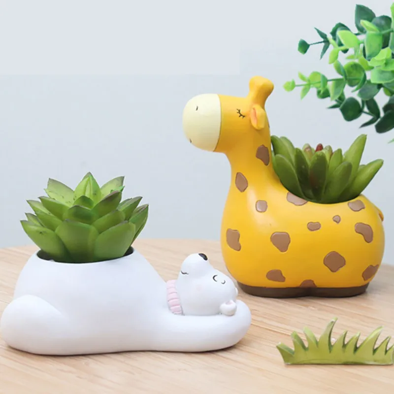 Roztomilá živočich plantážníci pro sukulenty kaktus mini bonsaj pryskyřice kvést hrnec víla sad dekorační figurky domácí tabletop dekorace