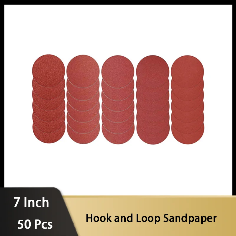 

7 Inch Hook and Loop Sanding Paper Kit 50 Pcs Assorted Grit 60-240 Sander Paper for Random Orbit Grinding Drywall Sander