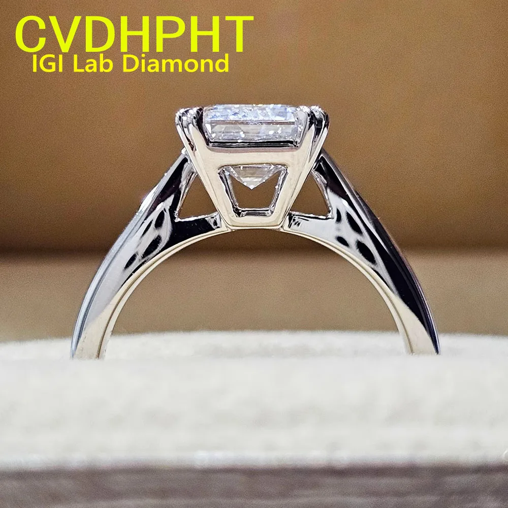 

IGI Lab Растущее кольцо с бриллиантом Изумрудная форма D Цвет1 2 3Ct Настоящая платина PT950 Кольцо Обручальное кольцо с бриллиантом Заводское обручальное кольцо
