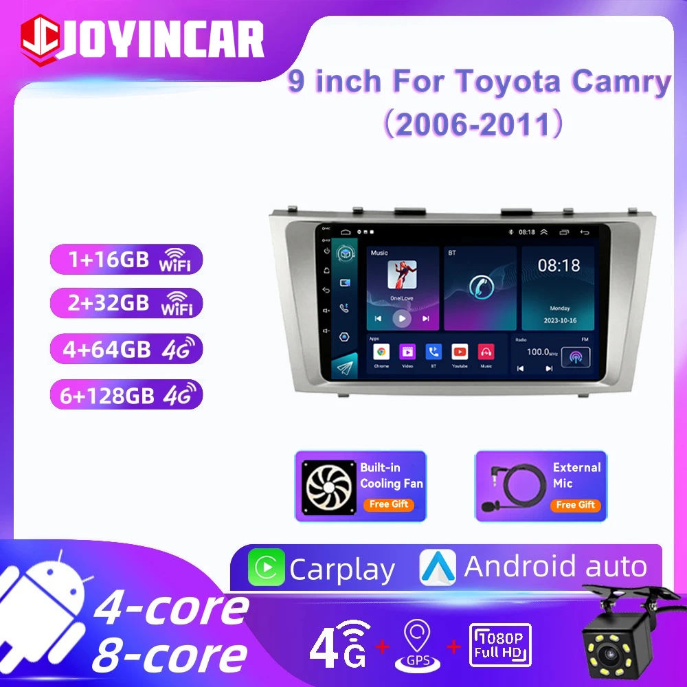 

Android13 Автомобильный радиоприемник для Toyota Camry 2006-2011 GPS-навигация Мультимедийный видеоплеер Авто головное устройство DSP Carplay 4G + Wi-Fi