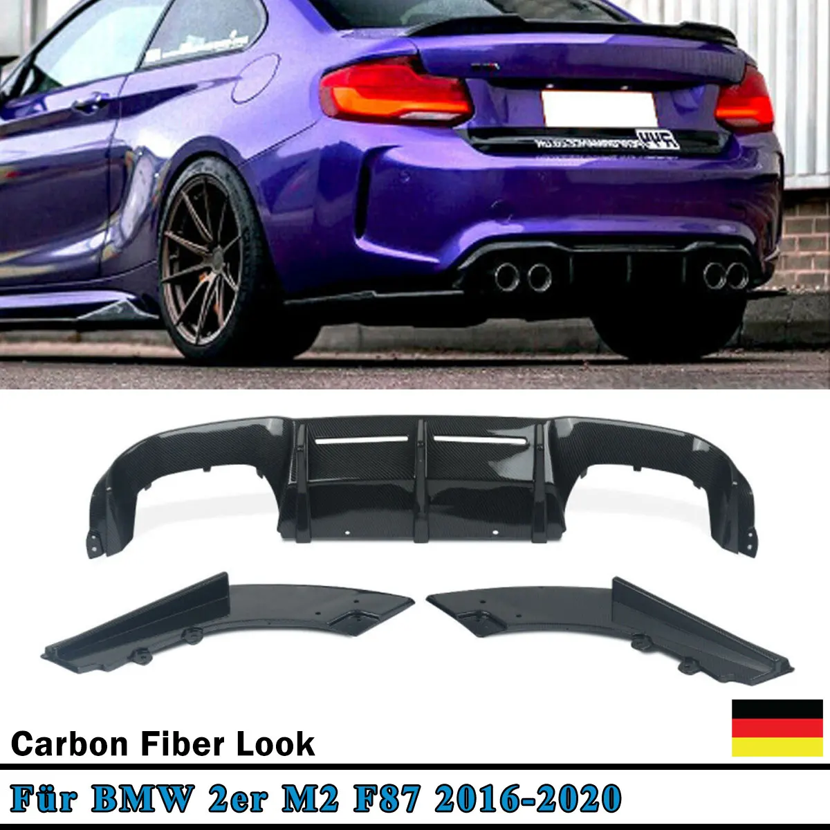 Diffuseur de pare-chocs arrière pour BMW M2 F87 Coupé M2 M2C Competition 2016 2017 2018 2019 2020 Accessoires auto