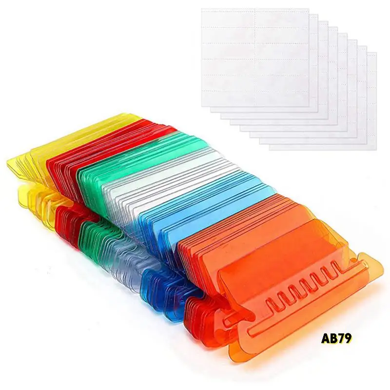 240 세트 빈 삽입이 있는 여러 가지 빛깔의 교수형 파일 폴더 탭 교수형 폴더용 2인치 플라스틱 교수형 파일 탭