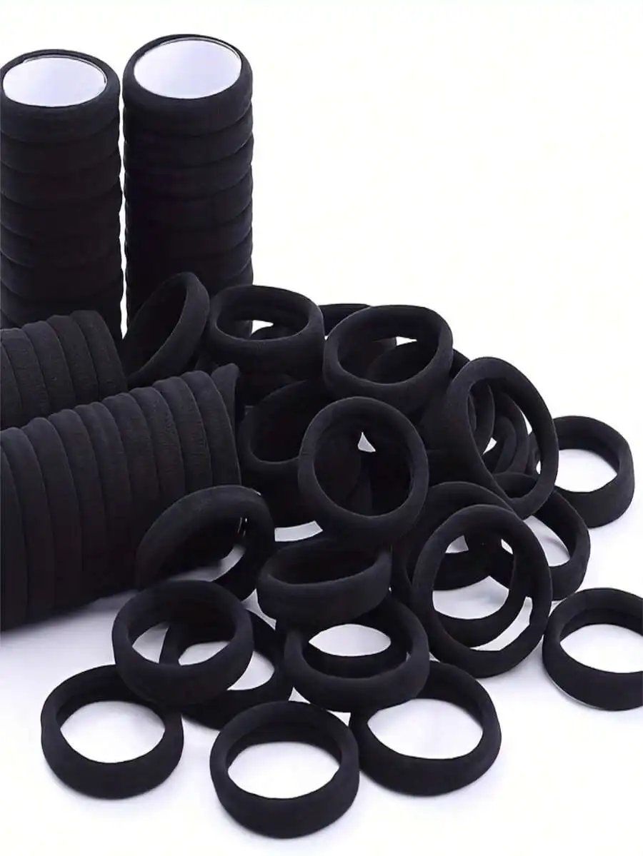 200/100/50/20pcs Black Seamless Elastic Hair Ties, Non-Damaging Hair Bands, Large Capacity High Elasticity Nylon Rubber