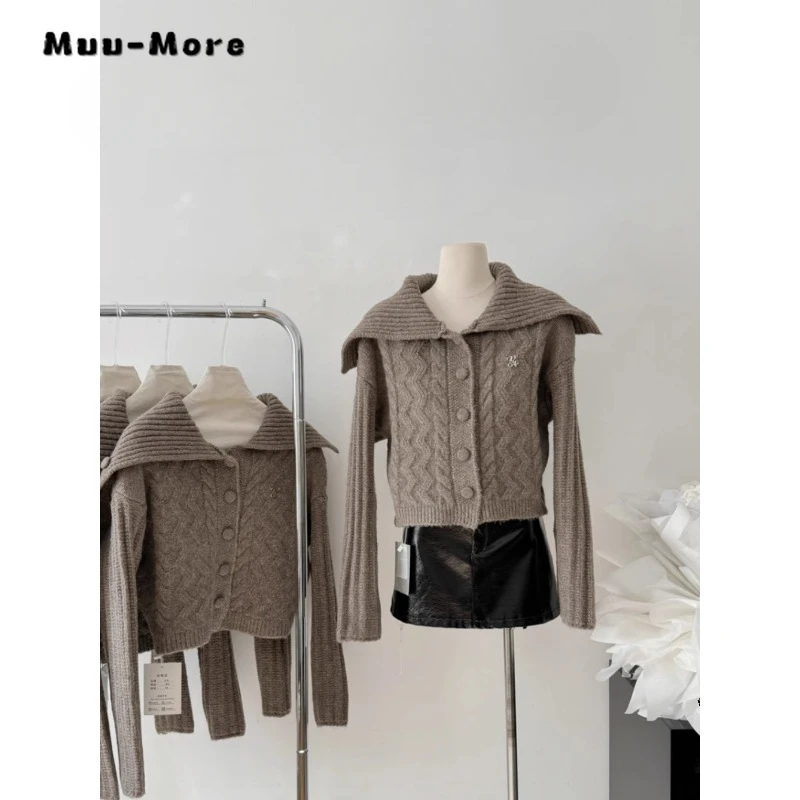 

Women's Vintage Long Sleeve Solid Color Casual Knitting Pullovers 2023 Winter Peter Pan Collar Ladies Loose Female Sweater Top