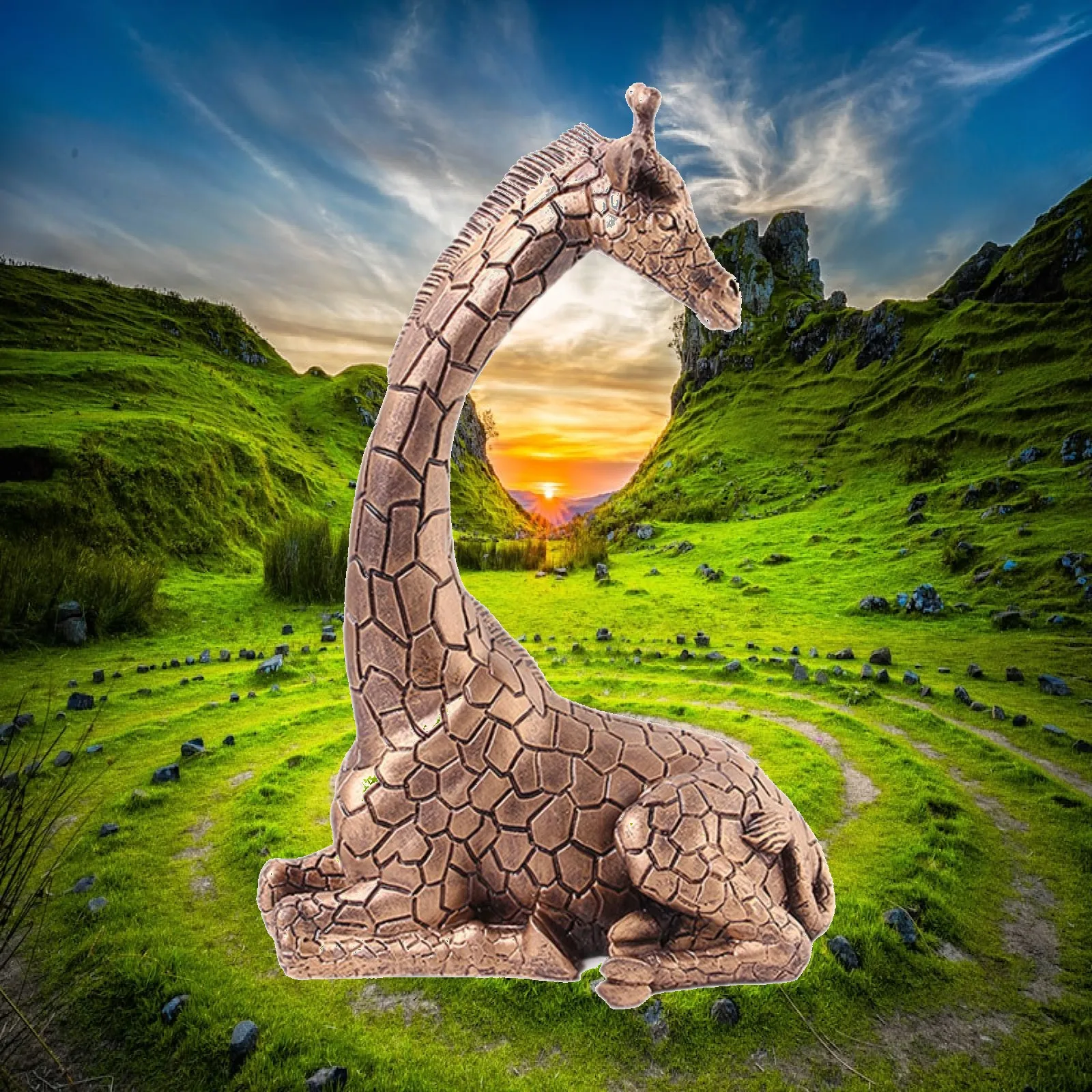 Resin Figurine Giraffe Statue Crafts for Home Decor Animal Sculpture Ornament for Bedroom Desktop Office Cabinet Housewarming