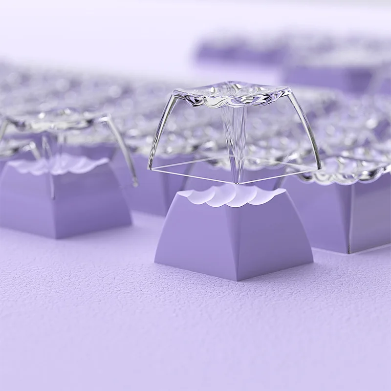 136 teclas Double Shot Side-lit ABS Keycaps ASA Perfil Magic Wave Roxo Jello Crystal Clear PC Keycaps para MX Switches Teclado