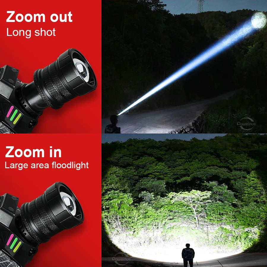 2025 Ultra Strong 2*300W LED LED أصفر+ضوء أبيض سوبر مشرق مستشعر الأمامي المدى طويل المدى صيد الصيد الفانوس