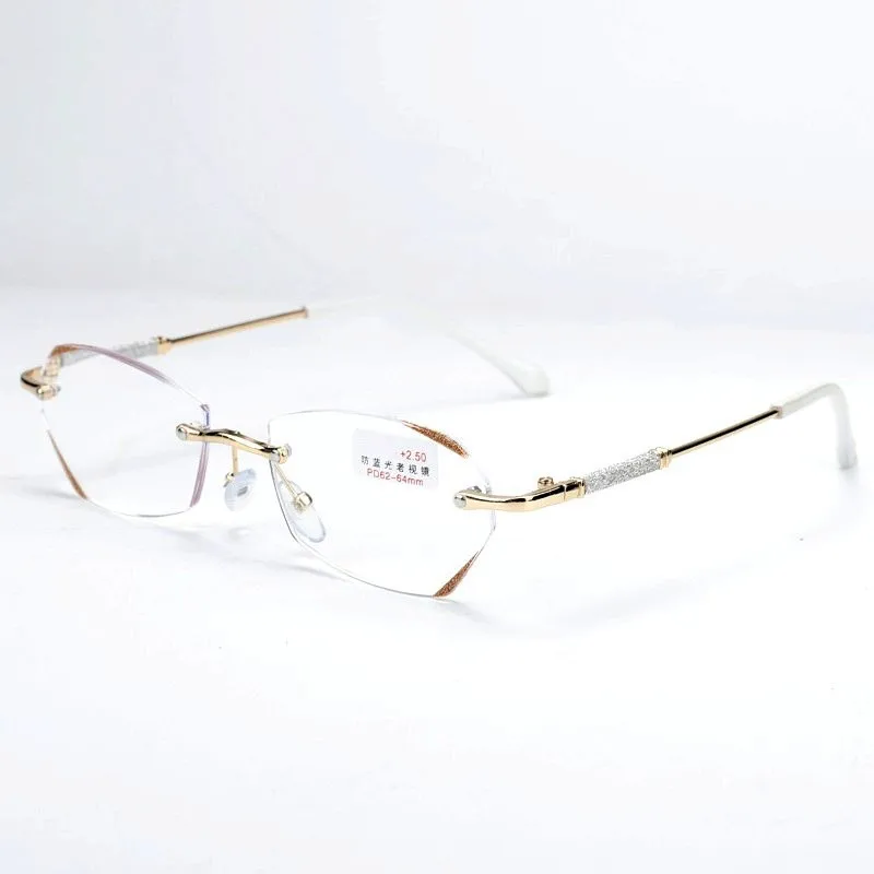 1Pc Randlose Diamant Lesebrille MenWomen Presbyopie Brillen Anti-blau Licht Lesen Brillen Vision Care Dioptrien + 1.0 ~ + 4,0