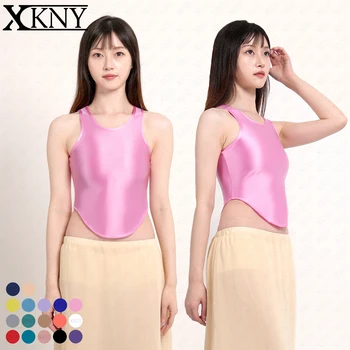 XCKNY Glossiness Series Weste Satin glänzendes Oberteil seidig glatte Weste Hosenträger kann draußen Weste Spicy Girl Sling sein