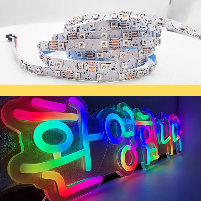 Imagem -04 - Led Strip Ziguezague 3838 s Forma Pixel Colorido Fita Flexível Dobrável Controle Único Palavra Lightbox Exposição 5m 5v 12v Milímetros