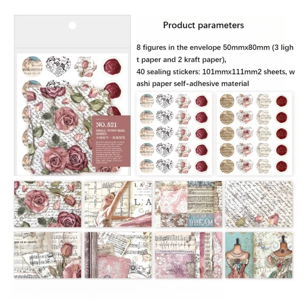 6 色/セットミニ封筒セットヴィンテージスタイル花柄 5.7*4.17 インチ郵送袋