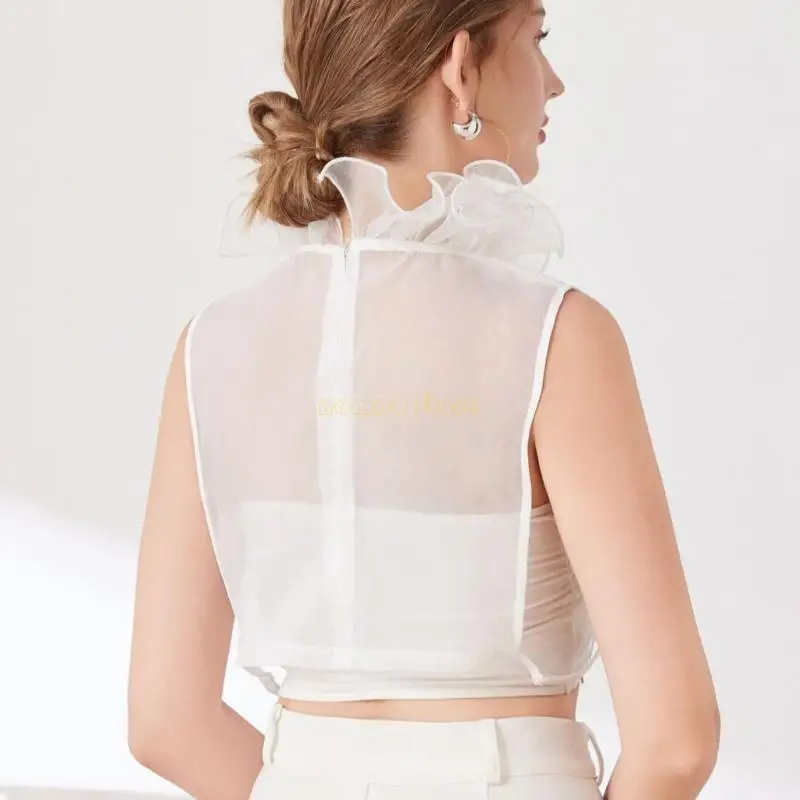 31BF Thời trang Ruffle Cổ áo trang trí và tay áo cánh tay đặt cho phụ nữ trang phục chính thức