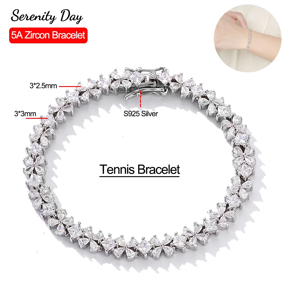 Serardship-Bracelet de tennis en diamant à haute teneur en carbone pour femme, Argent S925, Moissanite, Bijoux, Real Rotterdam, Kling, 5A